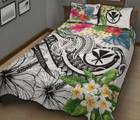 Polynesian Hawaii Kanaka Maoli Quilt Bed Set - Summer Plumeria (White) - Polynesian Pride