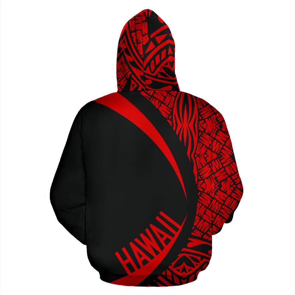 Polynesian Turtle Map of Hawaii Zip Hoodie Red Circle Style - Polynesian Pride