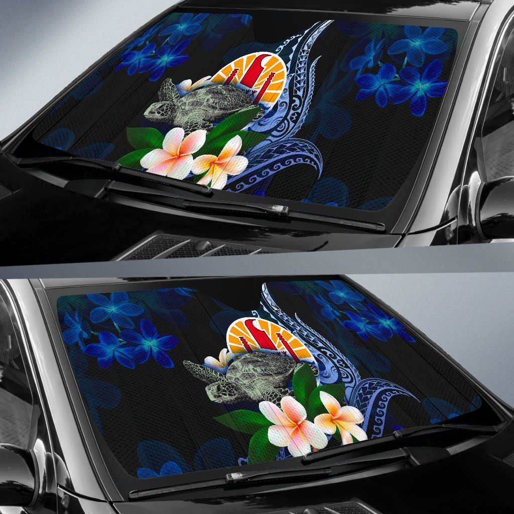 Tahiti Polynesian Sun Shades - Turtle With Plumeria Flowers - Polynesian Pride