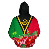 Vanuatu Polynesian Zip Hoodie Flag Hibiscus - Polynesian Pride