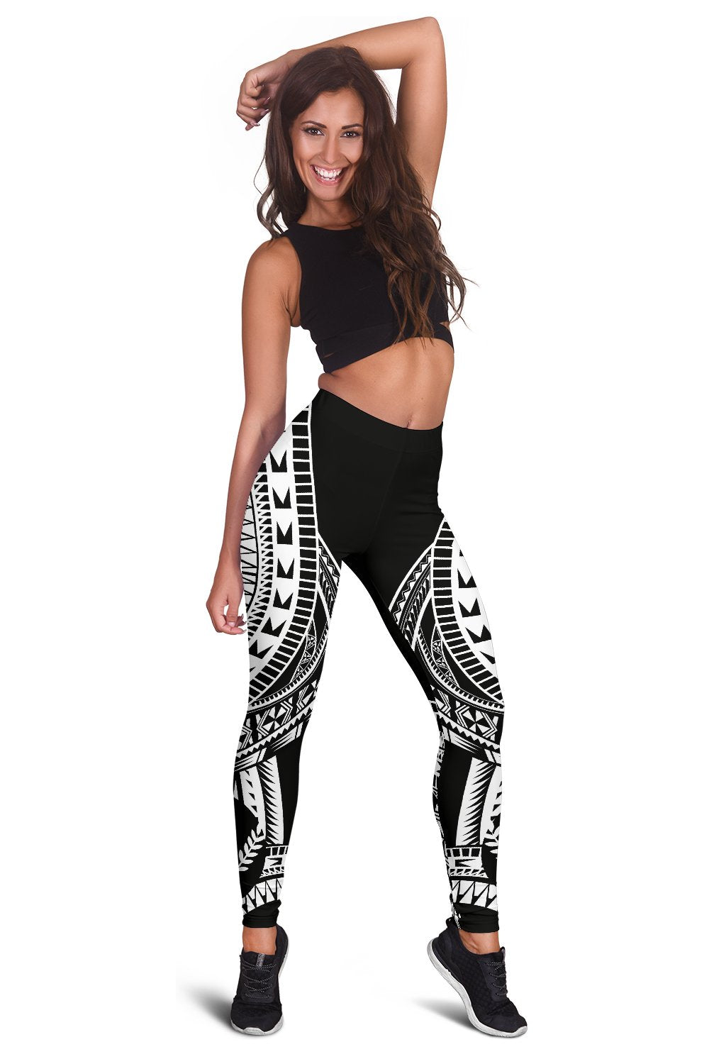 Kosrae Women Leggings Polynesian Pattern Black - Polynesian Pride