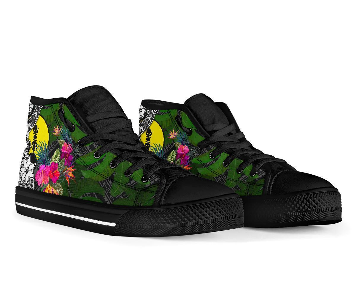 New Caledonia High Top Shoes - Turtle Plumeria Banana Leaf - Polynesian Pride