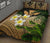 Kanaka Maoli (Hawaiian) Quilt Bed Set, Polynesian Plumeria Banana Leaves Gold - Polynesian Pride