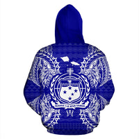 Samoa Polynesian ll Over Hoodie Map Blue - Polynesian Pride