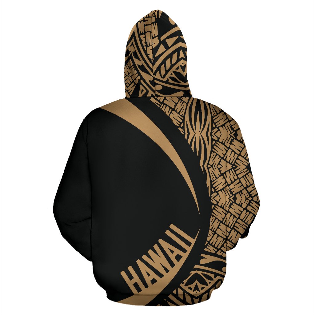 Hawaii Polynesian Zip up Hoodie Tribal Golden Color Circle Style - Polynesian Pride
