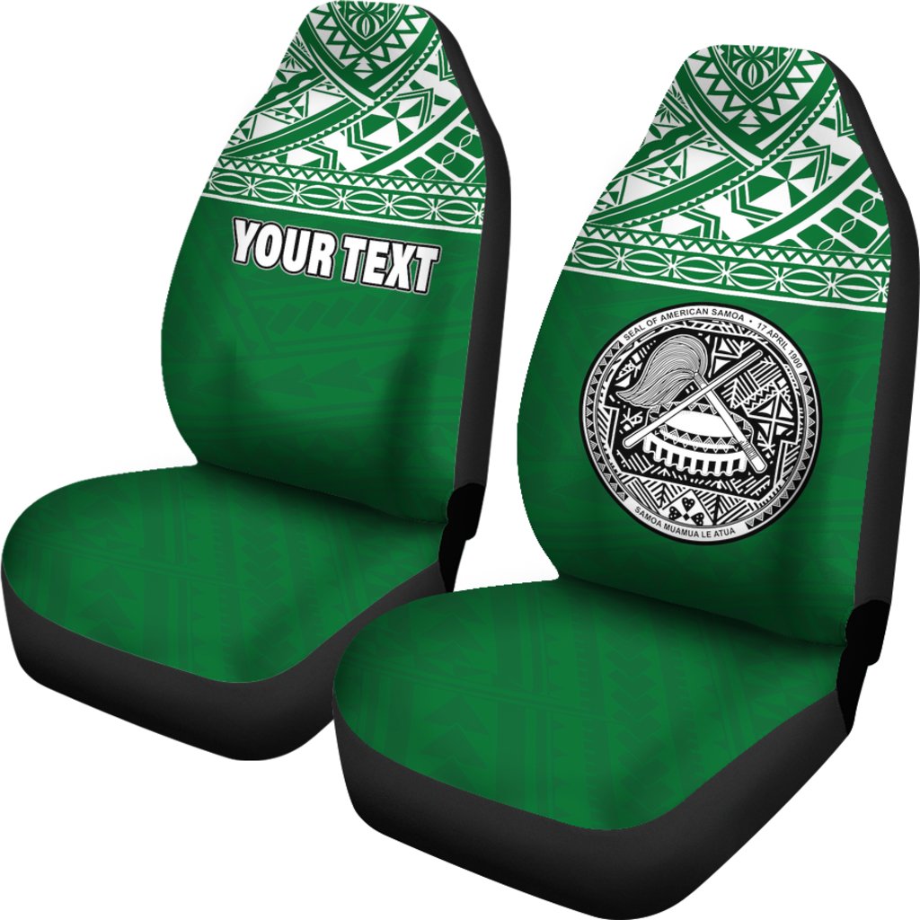 American Samoa Custom Personalised Car Seat Covers - American Samoa Seal Polynesian Green Horizontal - Polynesian Pride
