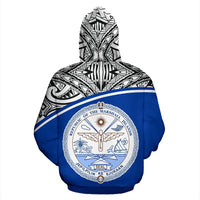 Marshall Islands Polynesian Hoodie Blue Curve - Polynesian Pride