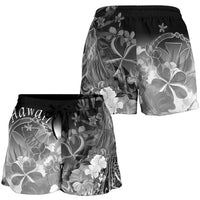 Polynesian Hawaii Women's Short - Kanaka Maoli Humpback Whale with Tropical Flowers (White) - Polynesian Pride