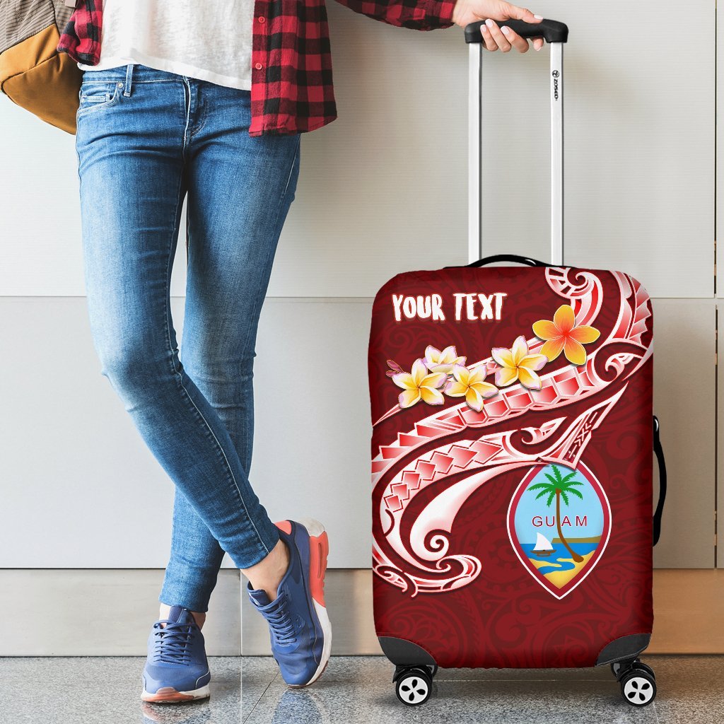 Guam Personalised Luggage Covers - Guam Seal Polynesian Patterns Plumeria (Red) Red - Polynesian Pride