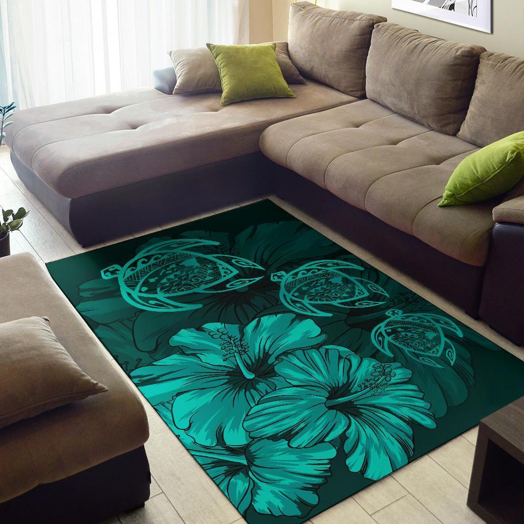 Hawaiian Map Hibiscus Flowers Vintage Polynesian Rug AH - Polynesian Pride