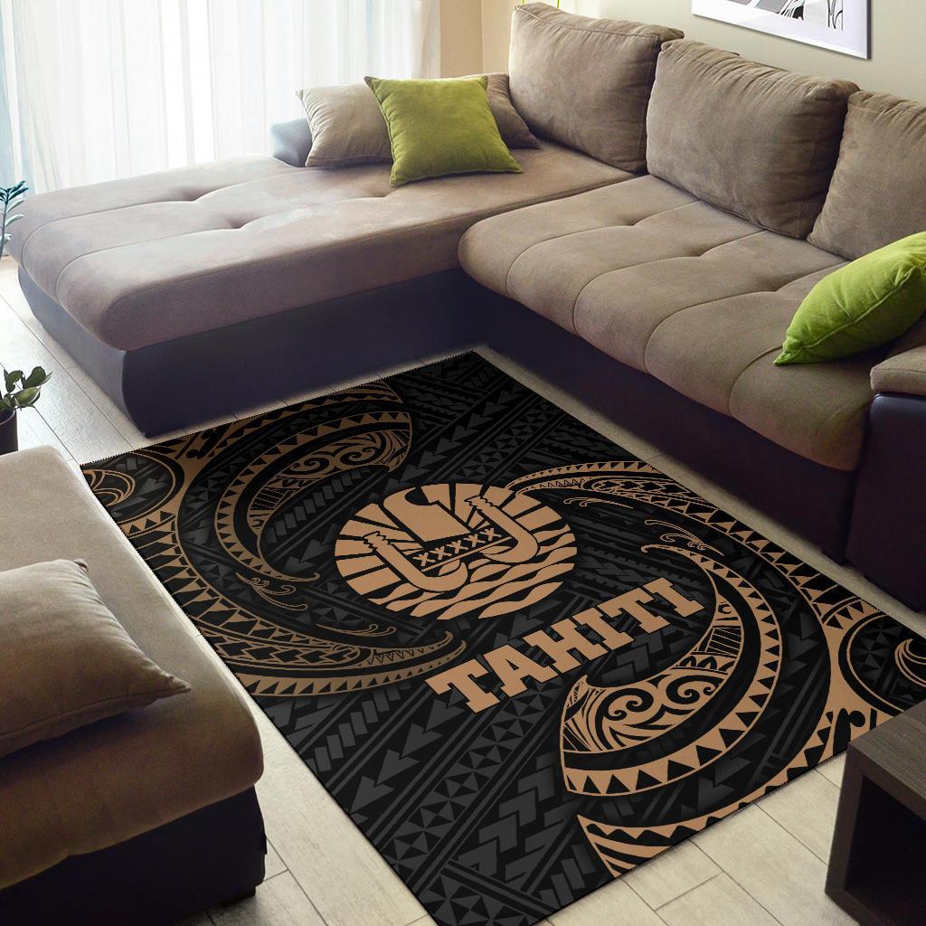 Tahiti Polynesian Area Rug - Gold Tribal Wave - Polynesian Pride
