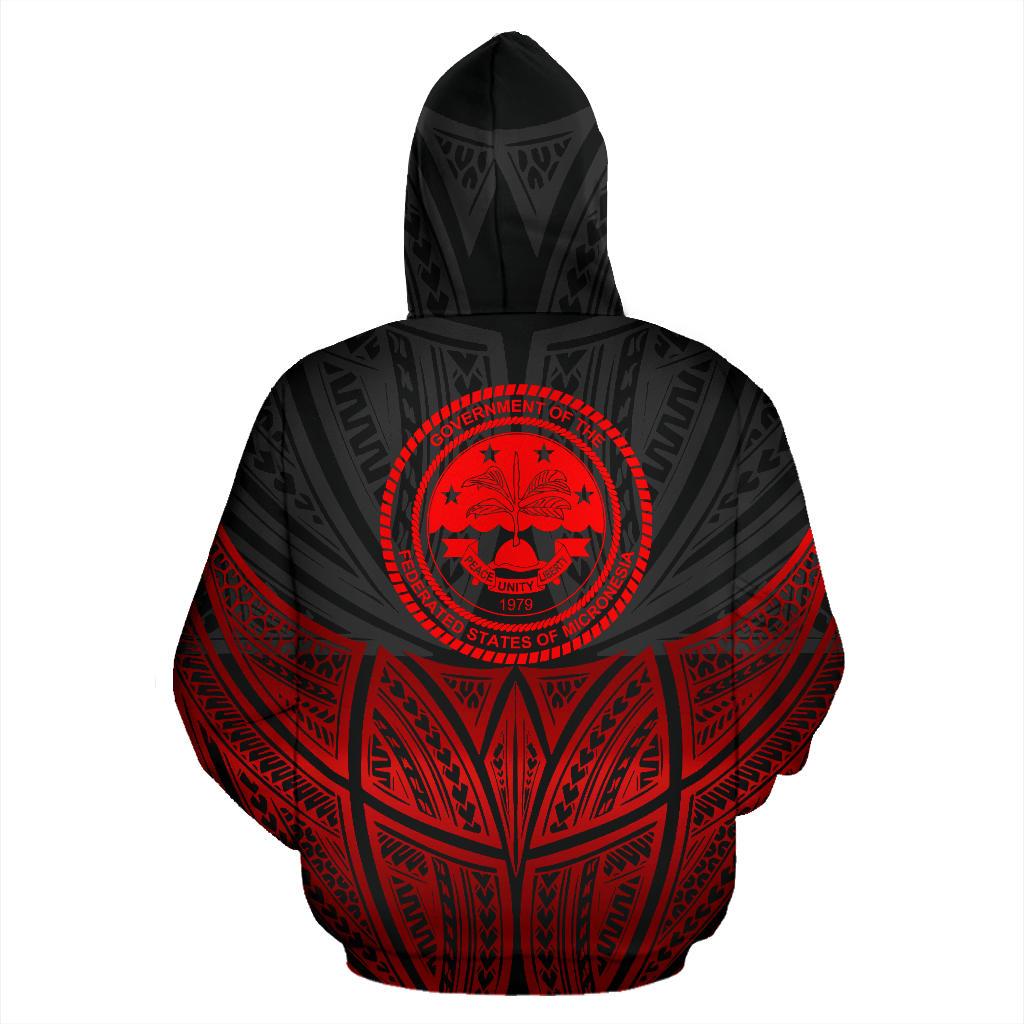 Federated States of Micronesia Polynesian Zip up Hoodie Red Black Pride Map and Seal - Polynesian Pride