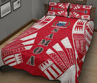 Samoa Quilt Bed Set - Samoa Coat Of Arms Polynesian Red Tattoo Style - Polynesian Pride