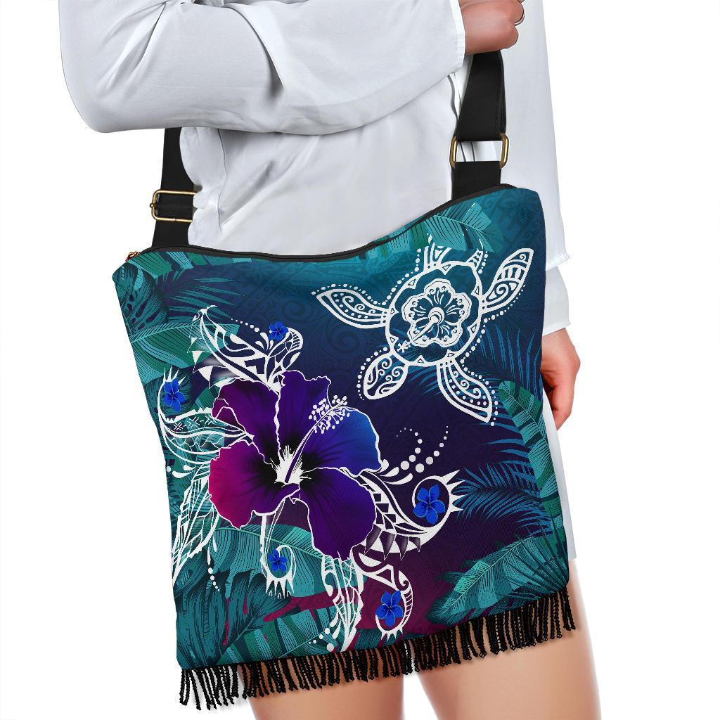 hawaiiCrossbody Boho Handbag - Hawaii Turtle Flowers And Palms Retro - Polynesian Pride