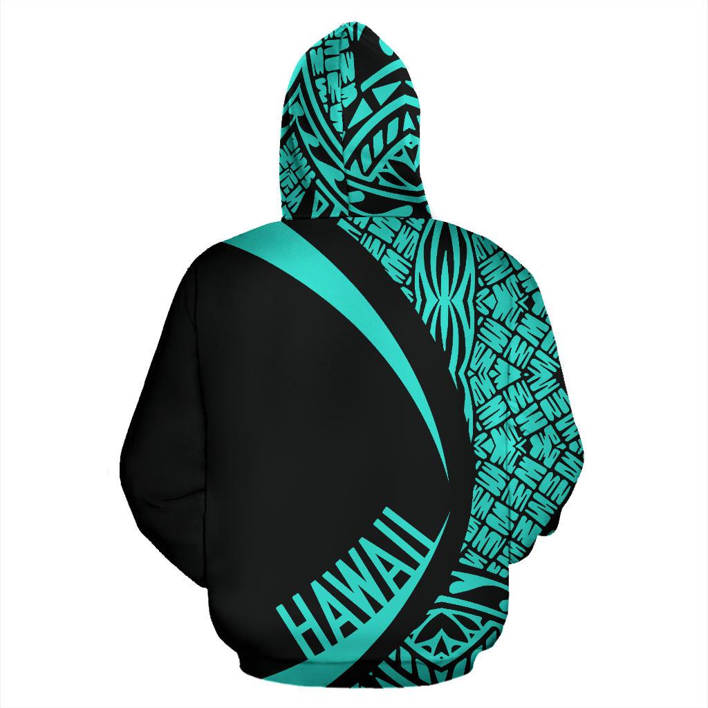Polynesian Turtle Map of Hawaii Hoodie Turquoise Circle Style - Polynesian Pride