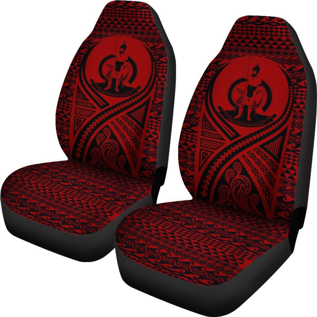 Vanuatu Car Seat Cover - Vanuatu Coat Of Arms Polynesian Tattoo Red - Polynesian Pride