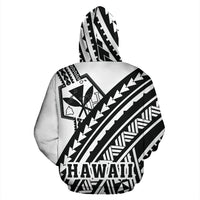 Hawaii Kanaka Polynesian Hoodie Poly Style Black and White - Polynesian Pride