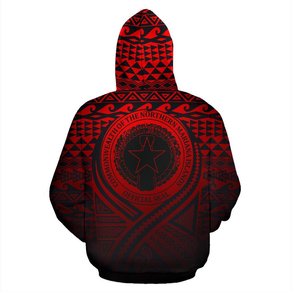 Northern Mariana Islands All Over Zip up Hoodie Lift up Red - Polynesian Pride