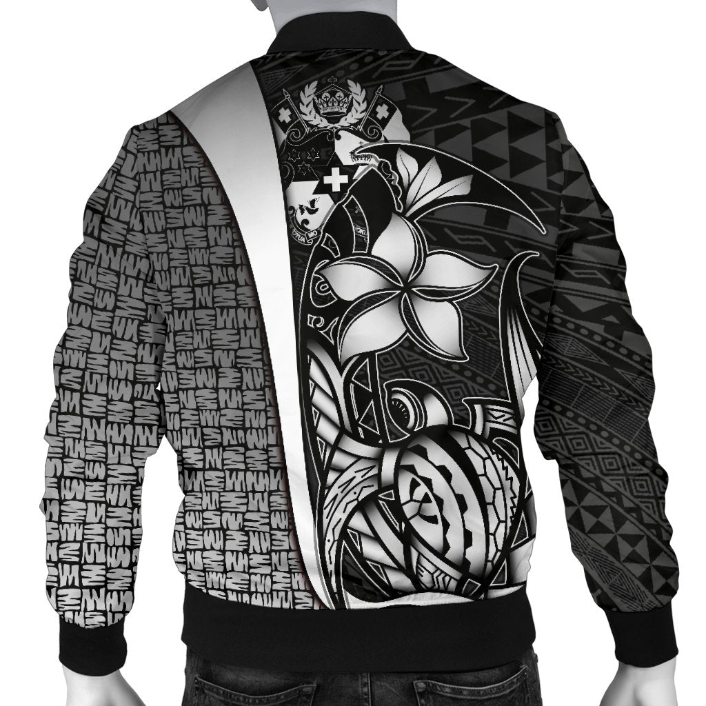 Tonga Micronesia Men's Bomber Jackets White - Turtle With Hook - Polynesian Pride