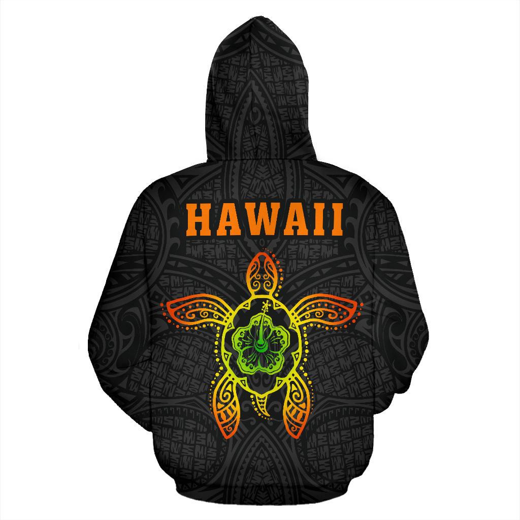Hula Girl and Turtle Hibiscus Zip up Hoodie - Polynesian Pride