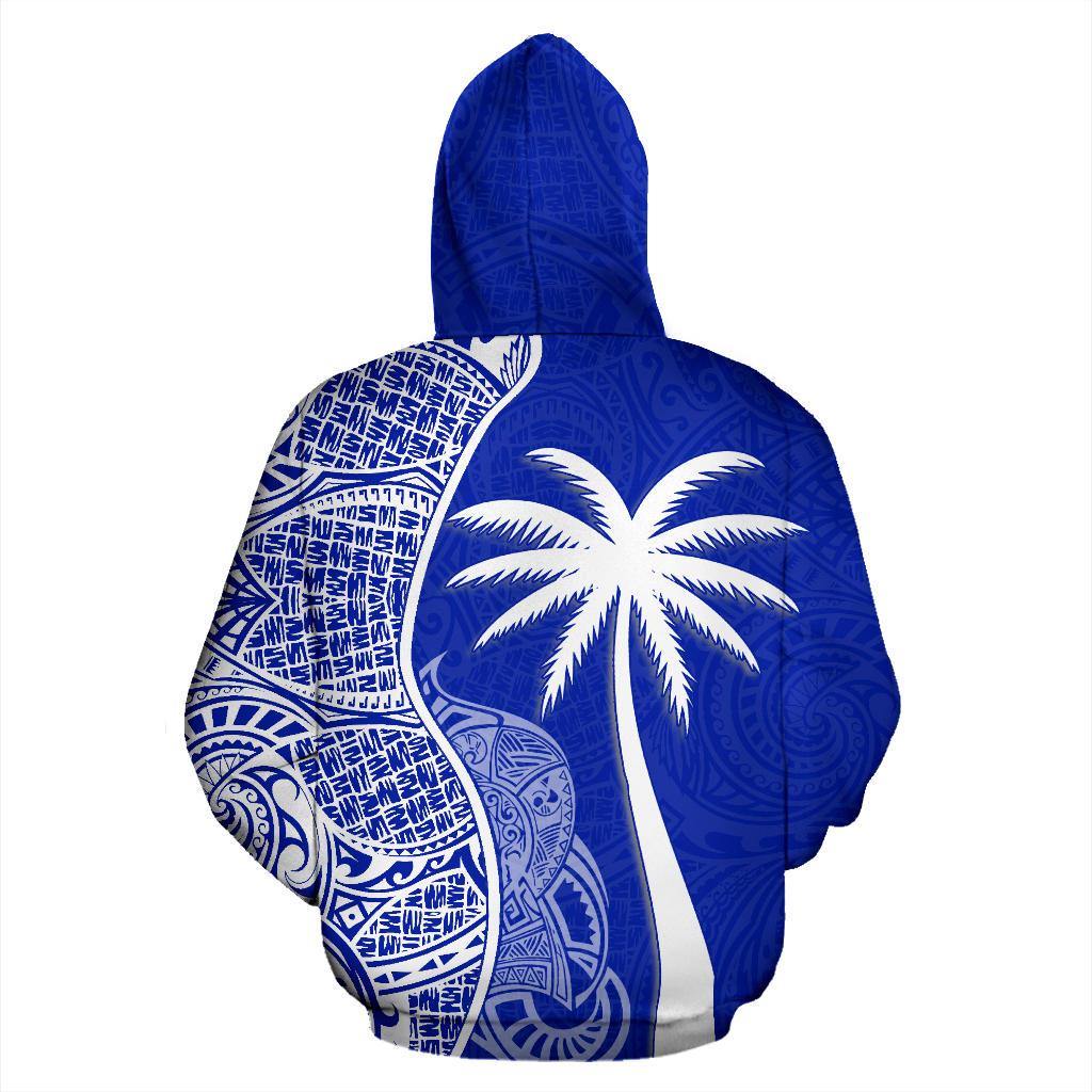 Pohnpei Polynesian Custom Zip up Hoodie Coconut Blue - Polynesian Pride