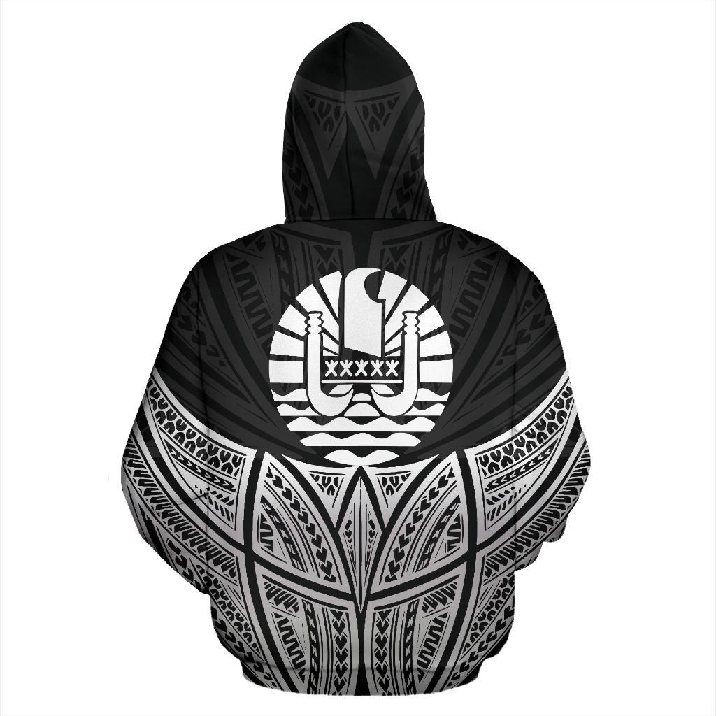Tahiti Polynesian Zip up Hoodie Black Pride Map and Seal - Polynesian Pride