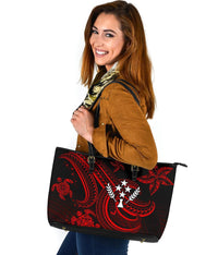Kosrae Large Leather Tote Bag - Red Turtle - Polynesian Pride