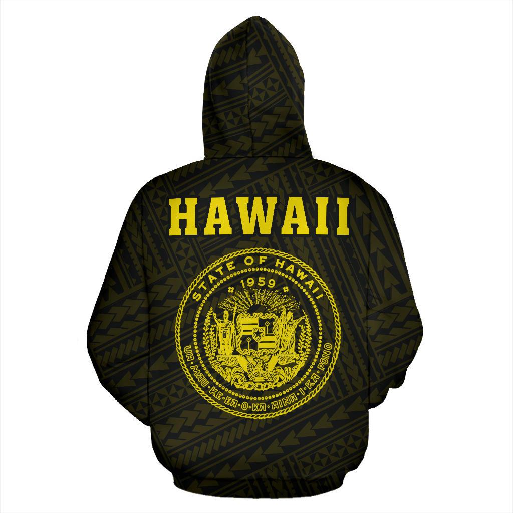 Polynesian Kakau Seal of Hawaii Hoodie Yellow - Polynesian Pride