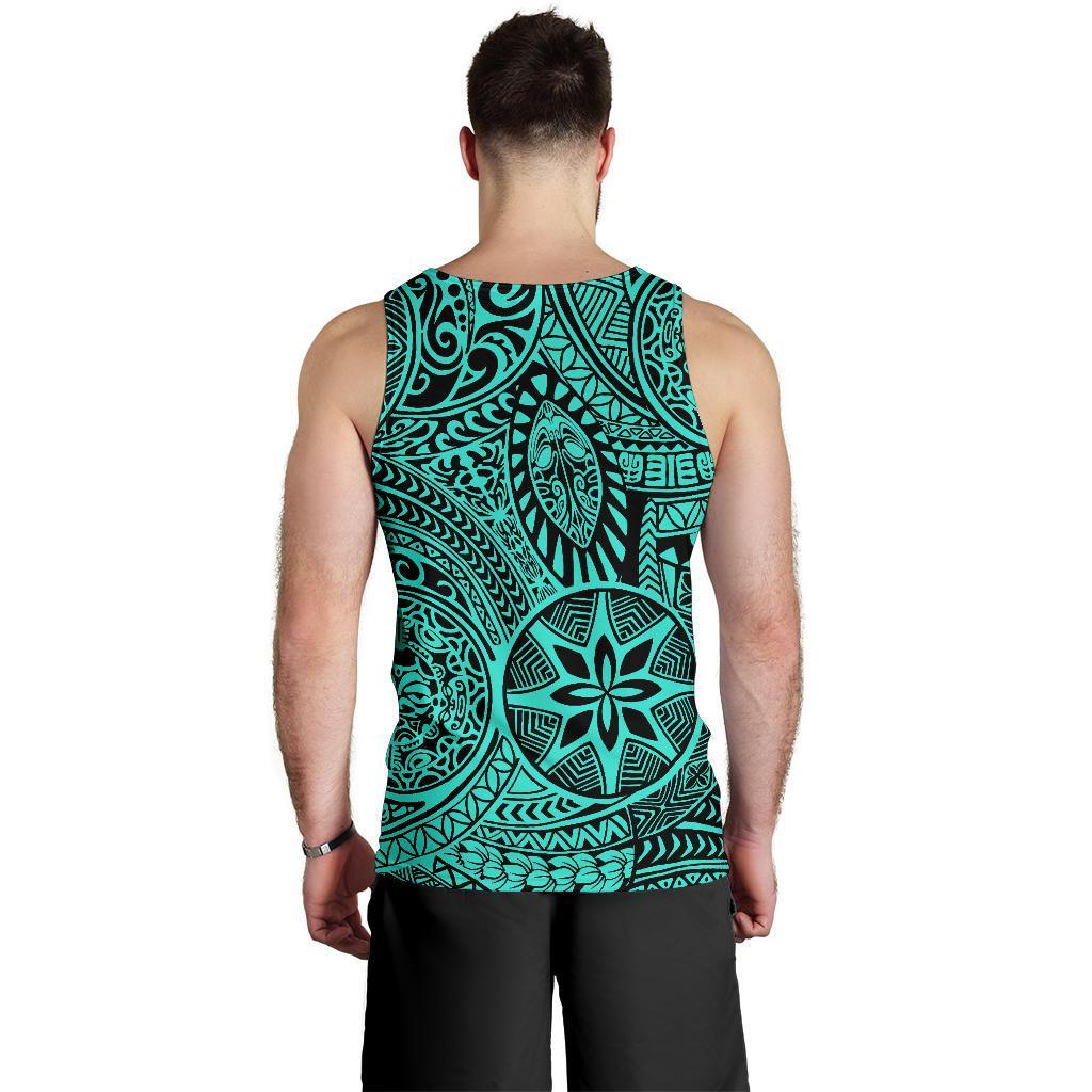 Polynesian Hawaiian Style Tribal Tattoo Turquoise Hawaii Men's Tank Top - Polynesian Pride
