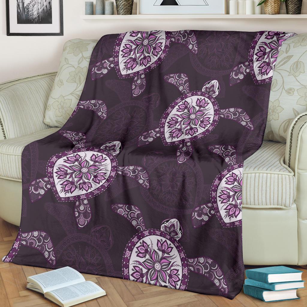 Purple Turtle Polynesian Premium Blanket - Polynesian Pride