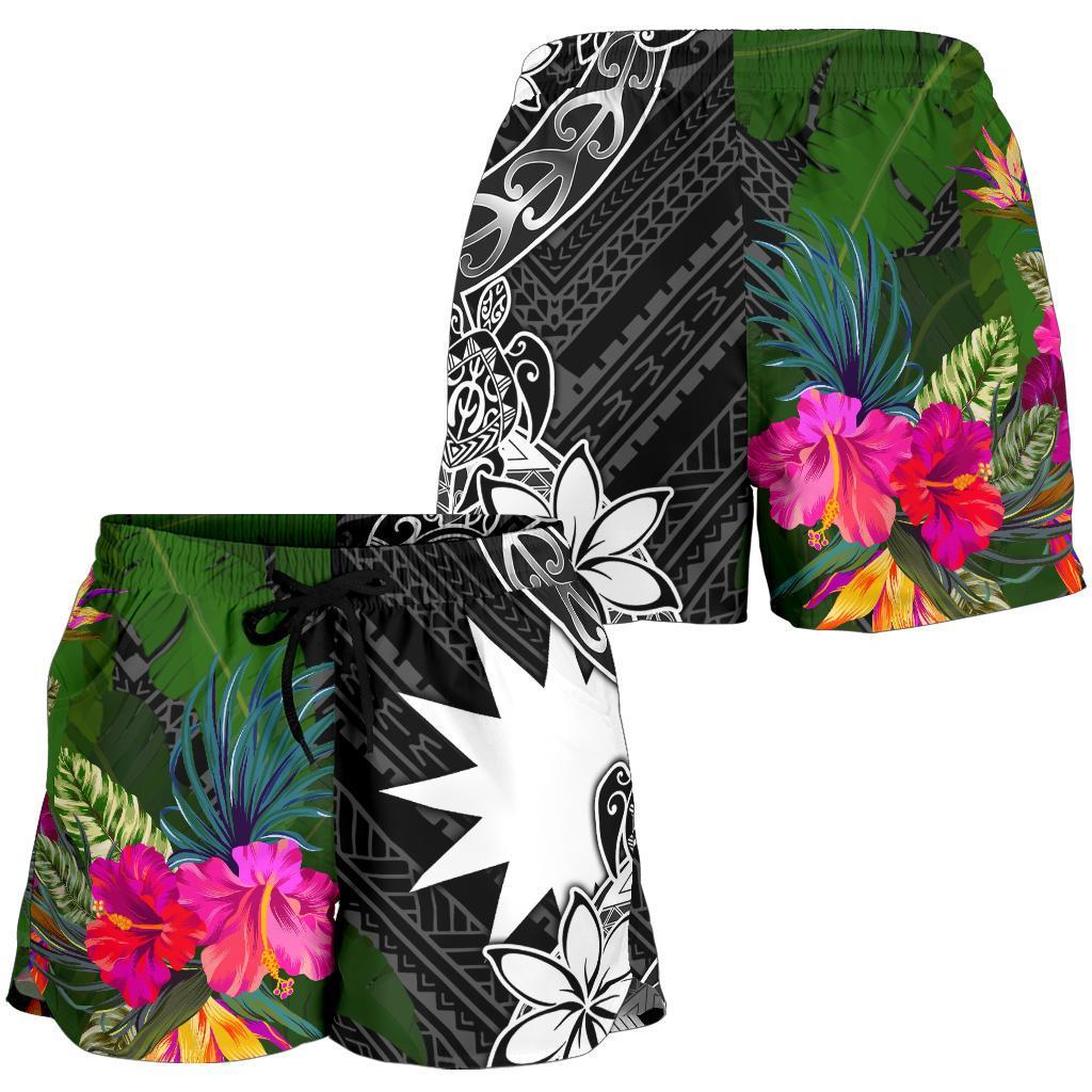 Nauru Women Shorts - Turtle Plumeria Banana Leaf - Polynesian Pride