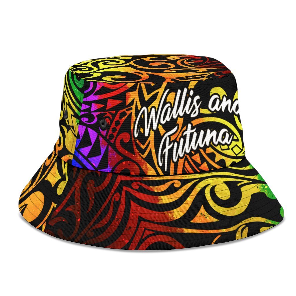 Wallis and Futuna Bucket Hat - Rainbow Polynesian Pattern - Polynesian Pride