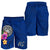 American Samoa Polynesian Men's Shorts - Floral With Seal Blue - Polynesian Pride