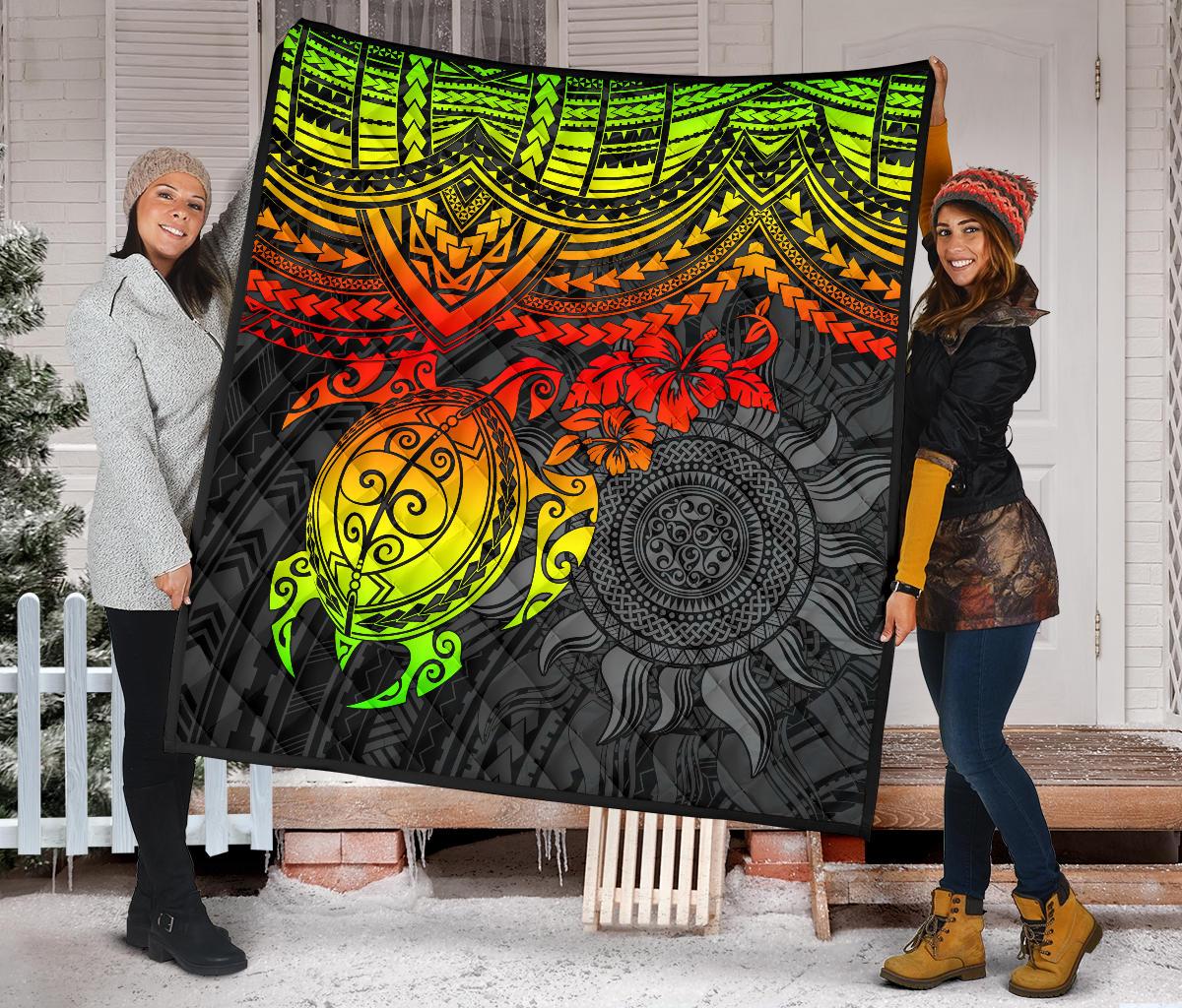 Polynesian Premium Quilt - Polynesian Reggae Turtle - Polynesian Pride