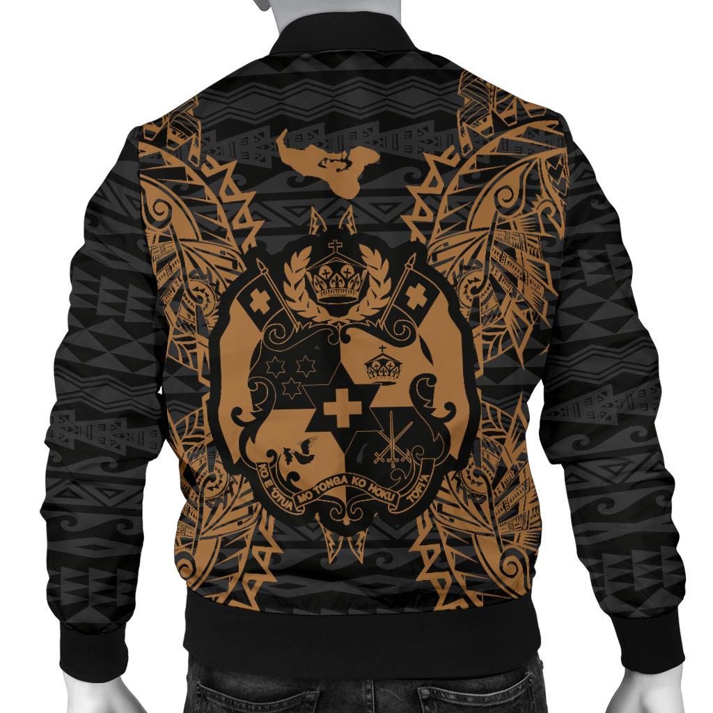 Tonga Polynesian Men's Bomber Jacket Map Gold - Polynesian Pride