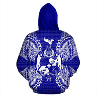 Tonga Polynesian All Over Zip up Hoodie Map Blue - Polynesian Pride
