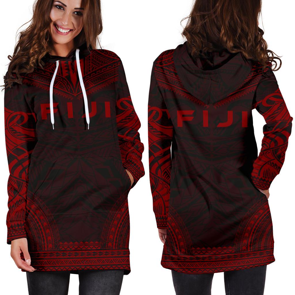 Fiji Women's Hoodie Dress - Polynesian Red Chief - Polynesian Pride