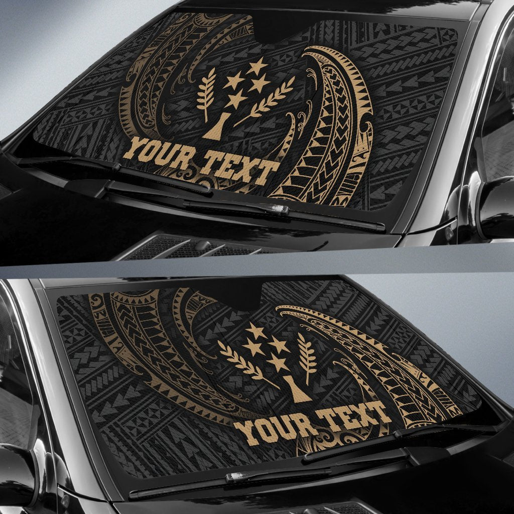 Polynesian Kosrae Custom Personalised Sun Shades - Gold Tribal Wave - Polynesian Pride