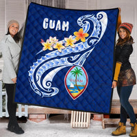 Guam Premium Quilt - Guam Seal Polynesian Patterns Plumeria (Blue) - Polynesian Pride