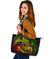 Chuuk Large Leather Tote Bag - Reggae Shark Polynesian Tattoo - Polynesian Pride