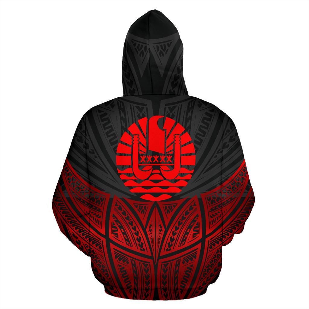 Tahiti Polynesian Custom Hoodie Red Black Pride Map nd Seal - Polynesian Pride
