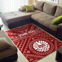 Tahiti Personalised Area Rug - Tahiti Seal In Polynesian Tattoo Style (Red) - Polynesian Pride