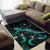 Chuuk Polynesian Area Rugs - Turtle With Blooming Hibiscus Turquoise - Polynesian Pride