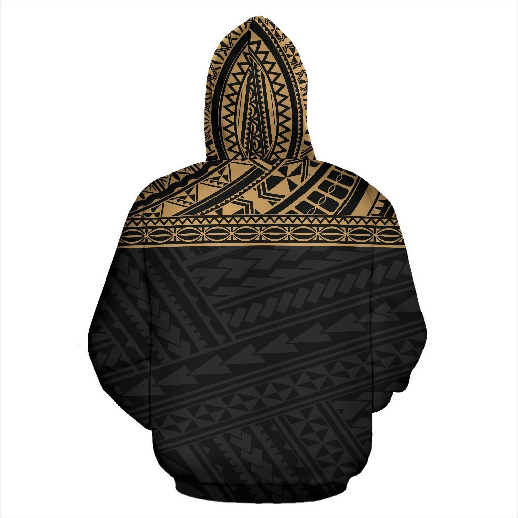 Poly All Over Zip up Hoodie Polynesian Gold Black Version - Polynesian Pride
