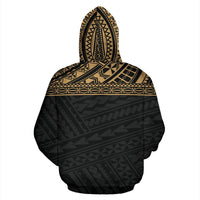 Poly All Over Zip up Hoodie Polynesian Gold Black Version - Polynesian Pride