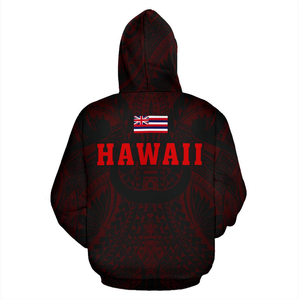 Polynesian Kamapuaa Flag of Hawaii Zip Hoodie Red Hawaiian Mythology Style - Polynesian Pride