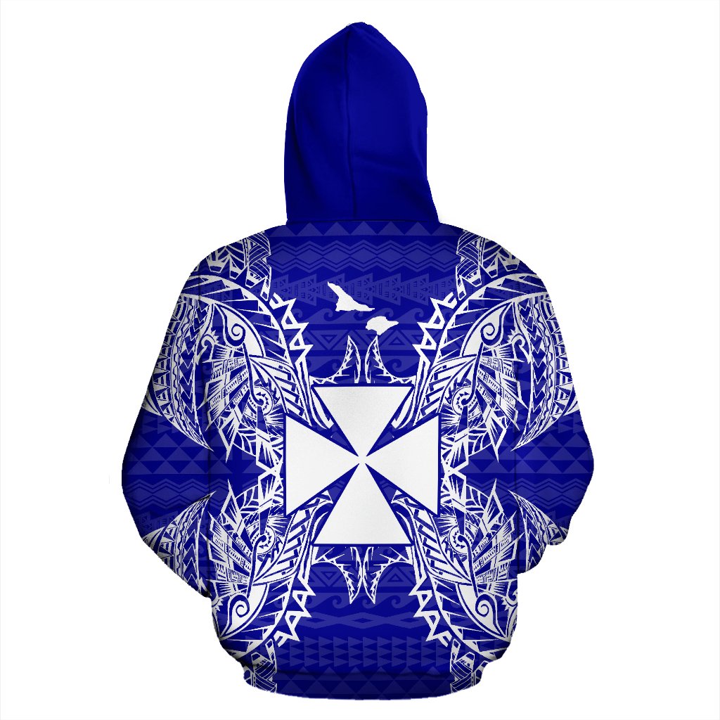 Wallis nd Futuna Polynesian ll Over Hoodie Map Blue - Polynesian Pride