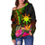 The Philippines Polynesian Personalised Women's Off Shoulder Sweater - Hibiscus and Banana Leaves - Polynesian Pride