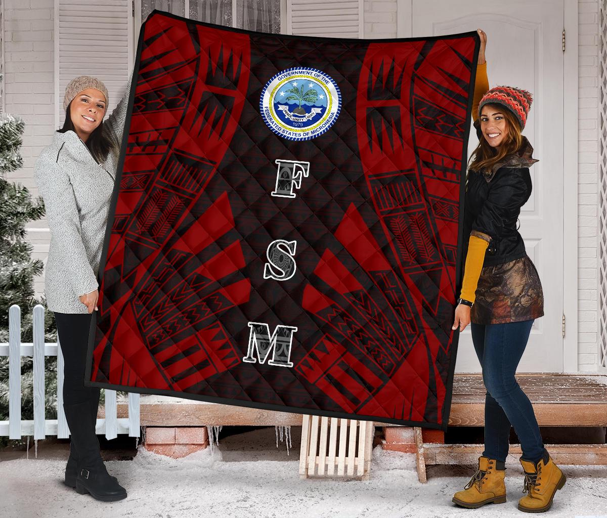 Federated States Of Micronesia Premium Quilt - Federated States Of Micronesia Seal Polynesian Red Tattoo - Polynesian Pride