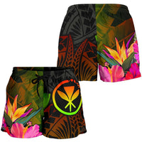 Polynesian Hawaii Kanaka Maoli Polynesian Women's Shorts - Hibiscus and Banana Leaves - Polynesian Pride